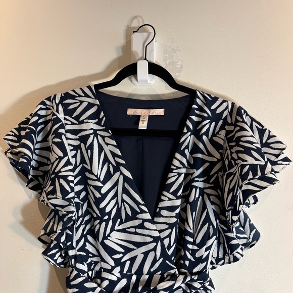 HUTCH Sz S Wrap Dress with Tie Bow Patterned High Low Ruffle Sleeves Lined Flowy - Picture 3 of 10